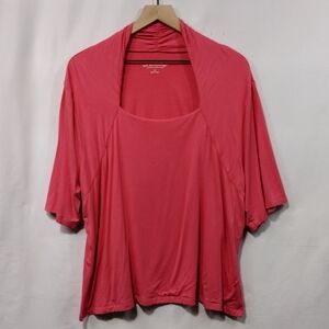 Soft Surroundings Square Neck Jersey Knit Tunic Women's 3X Pink Barbiecore Comfy